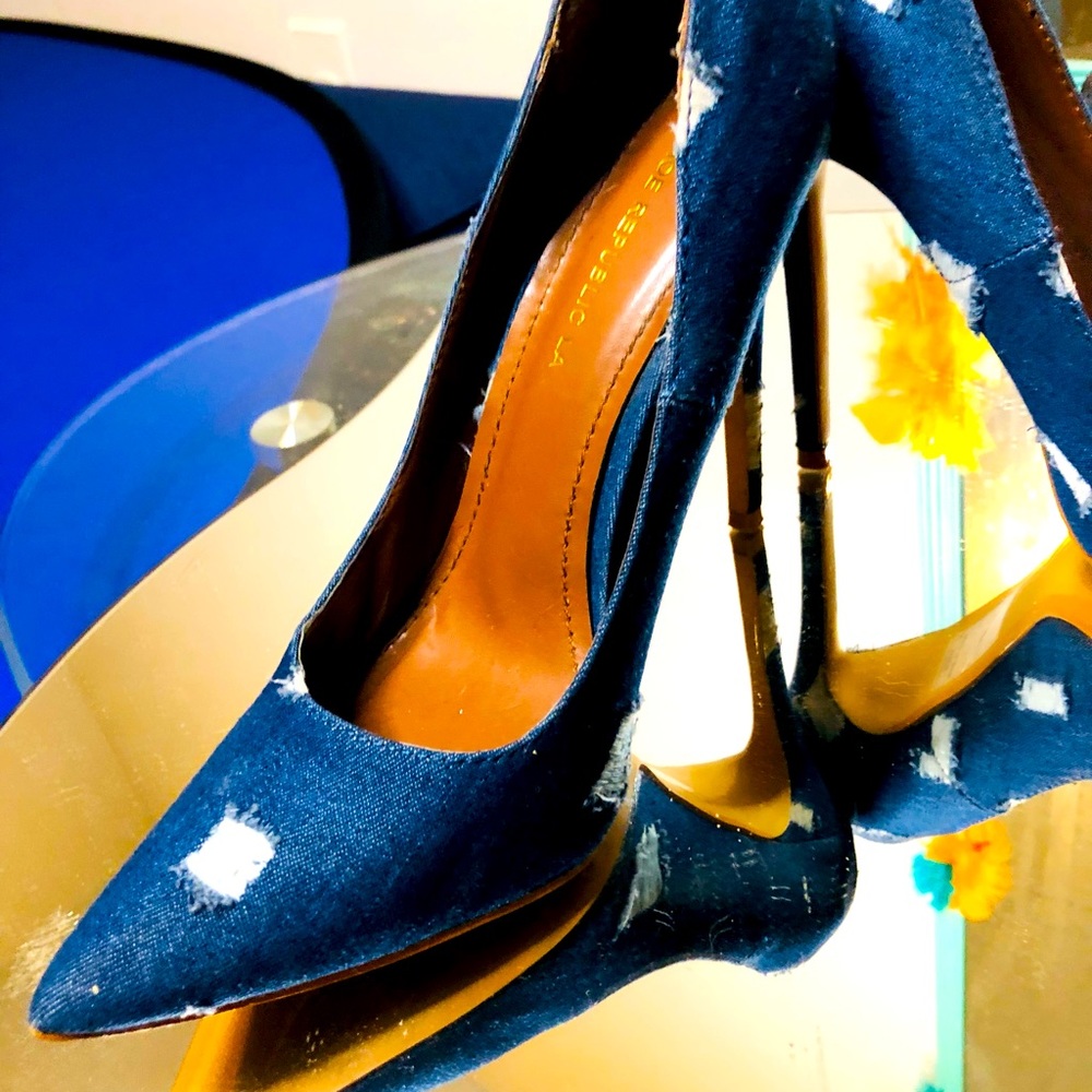 Shoe Republica Distressed Denim Stiletto!